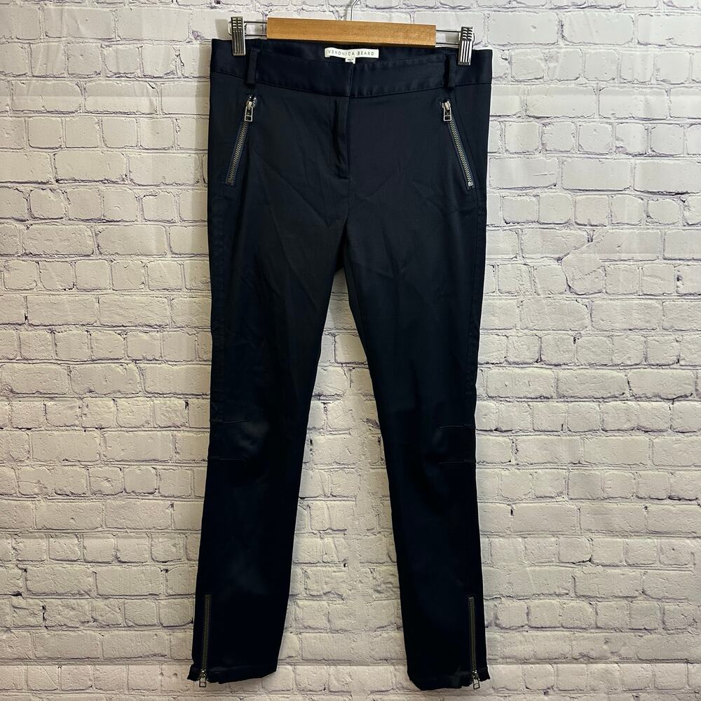 Veronica Beard Ash Seamed Skinny Pants Navy Blue Zippers Women's Size 4 Workwear